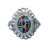 Southwestern Manmade Multicolor Inlay Sterling Silver Ring Size 8 JX130281